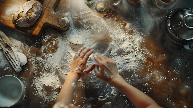 Manos preparando masa